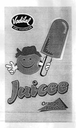 Juicee Vadilal Orange Candy(device) Device mark 832005 Trademark