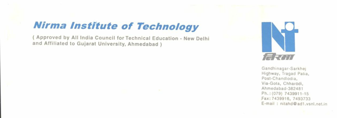 Nirma Institute Of Technology. Device mark 1245971 Trademark
