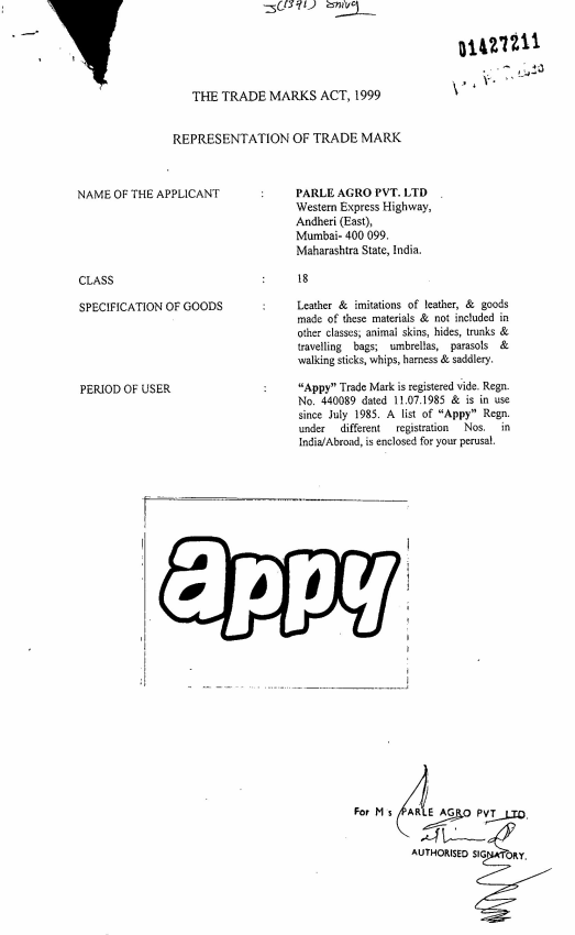 Appy ( Label) Device mark 1427211 Trademark