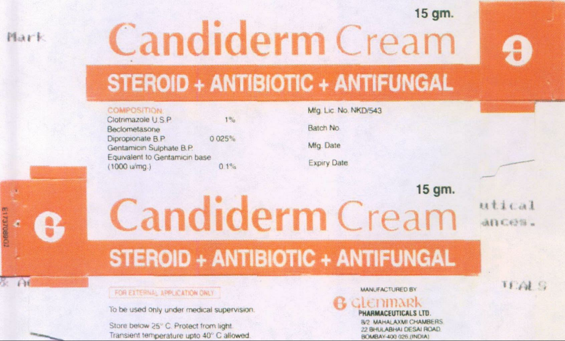 Candiderm Cream 15 Gm ( Label) Device mark 998679 Trademark