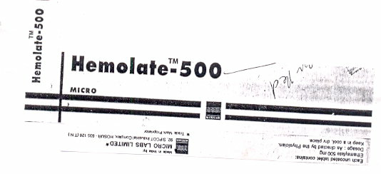 Hemolate-500 Device mark 1229163 Trademark
