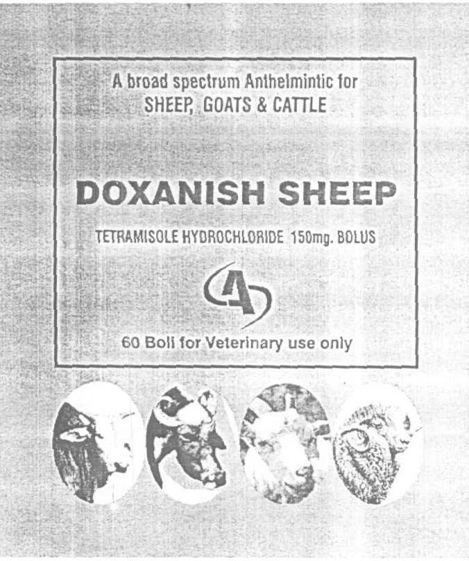 Doxanish Sheep (device Of Animals, Label) Device mark 1591165 Trademark