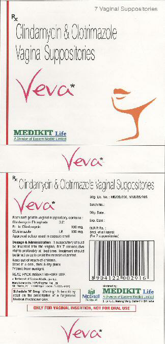 Clindamycin Clotrimazole Vaginal Suppositories. With Device Device mark 1696440 Trademark