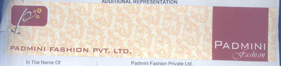 Padmini Fashion (labal) Device mark 1740537 Trademark