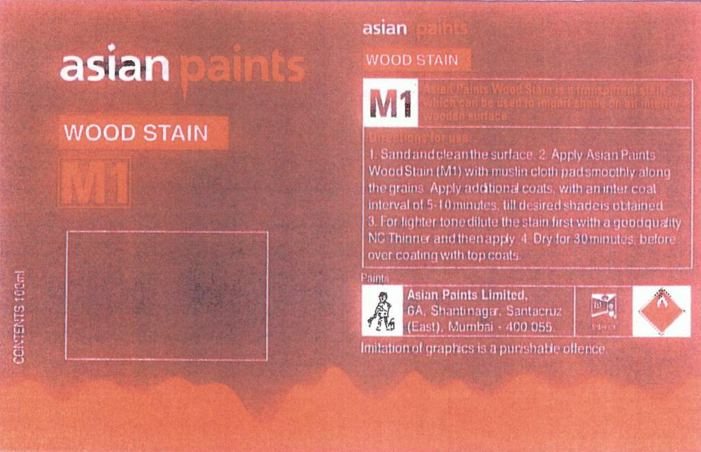 Asian Paints Wood Stain (label) Device mark 1670419 Trademark