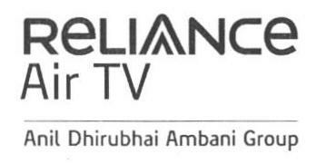 Reliance Air Tv Device mark 1640431 Trademark