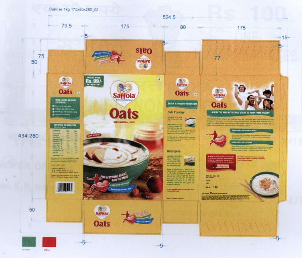 Saffola Oats (label) Device mark 1997611 Trademark