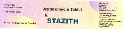 Azithromycin Tablet, Stazith Device mark 1794303 Trademark