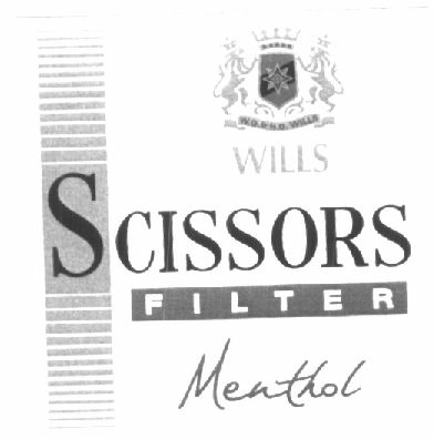 Wills Scissors F I L T E R Menthol ( Label) Device mark 1428504 Trademark