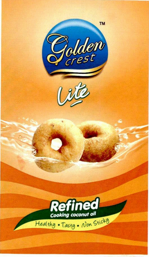 Golden Crest Lite Refined Cooking Coconut Oil Healthy . Tasty . Non Sticky Device mark 2550875 Trademark