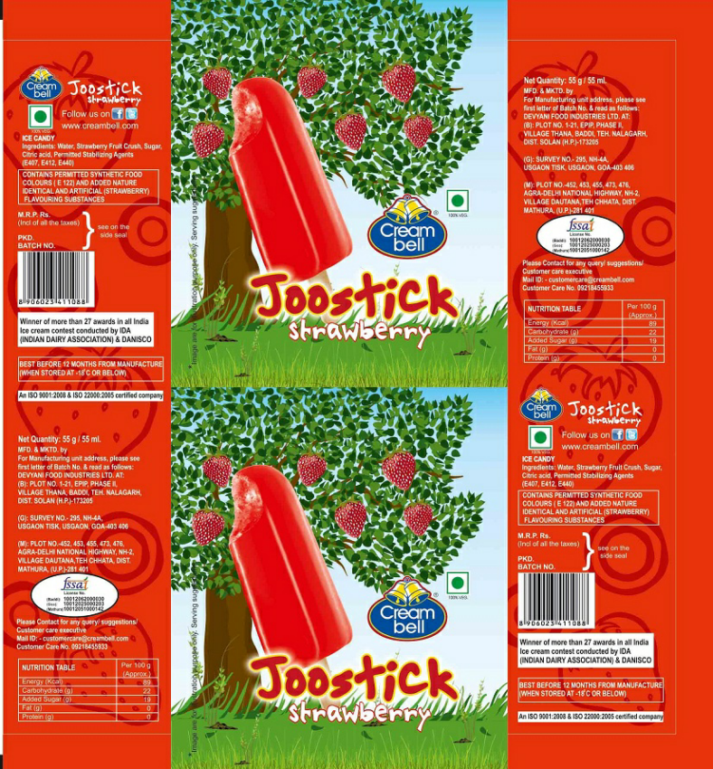Creambell Joostick-strawberry (label) Device mark 2717591 Trademark