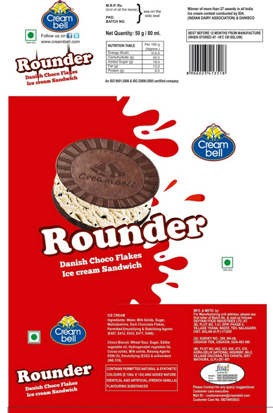 Creambell Rounder (label) Device mark 2717597 Trademark