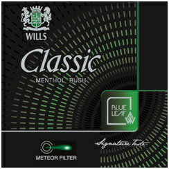 Wills Classic Menthol Rush Blue Leaf Meteor Filter Device mark 3001009 Trademark