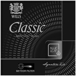 Wills Classic Menthol Rush Blue Leaf Meteor Filter Device mark 3001010 Trademark