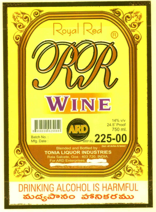 Royal Red Rr Wine Ard Device mark 3047894 Trademark