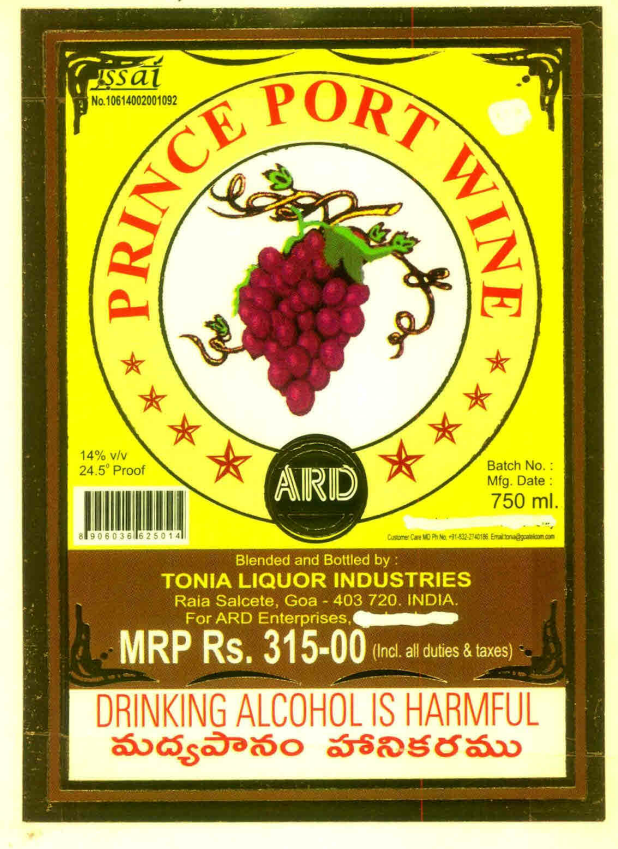 Prince Port Wine Ard (with Device) Device mark 3047895 Trademark