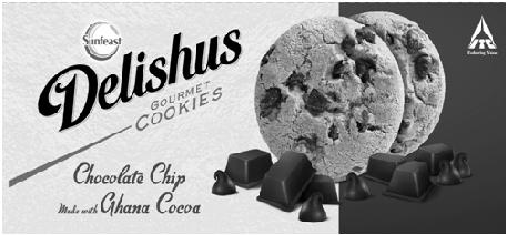 Sunfeast Delishus Gourmet Cookies -chocolate Chip Made With Ghana Cocoa Device mark 3114338 Trademark