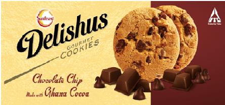 Sunfeast Delishus Gourmet Cookies -chocolate Chip Made With Ghana Cocoa Device mark 3114339 Trademark