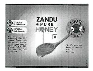 Zandu Pure Honey (label) Device mark 3149804 Trademark