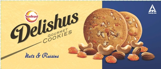 Sunfeast Delishus Gourmet Cookies Nuts & Raisins Device mark 3322224 Trademark