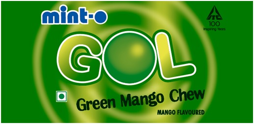 Itc Mint-o Gol Green Mango Chew Device mark 3328783 Trademark