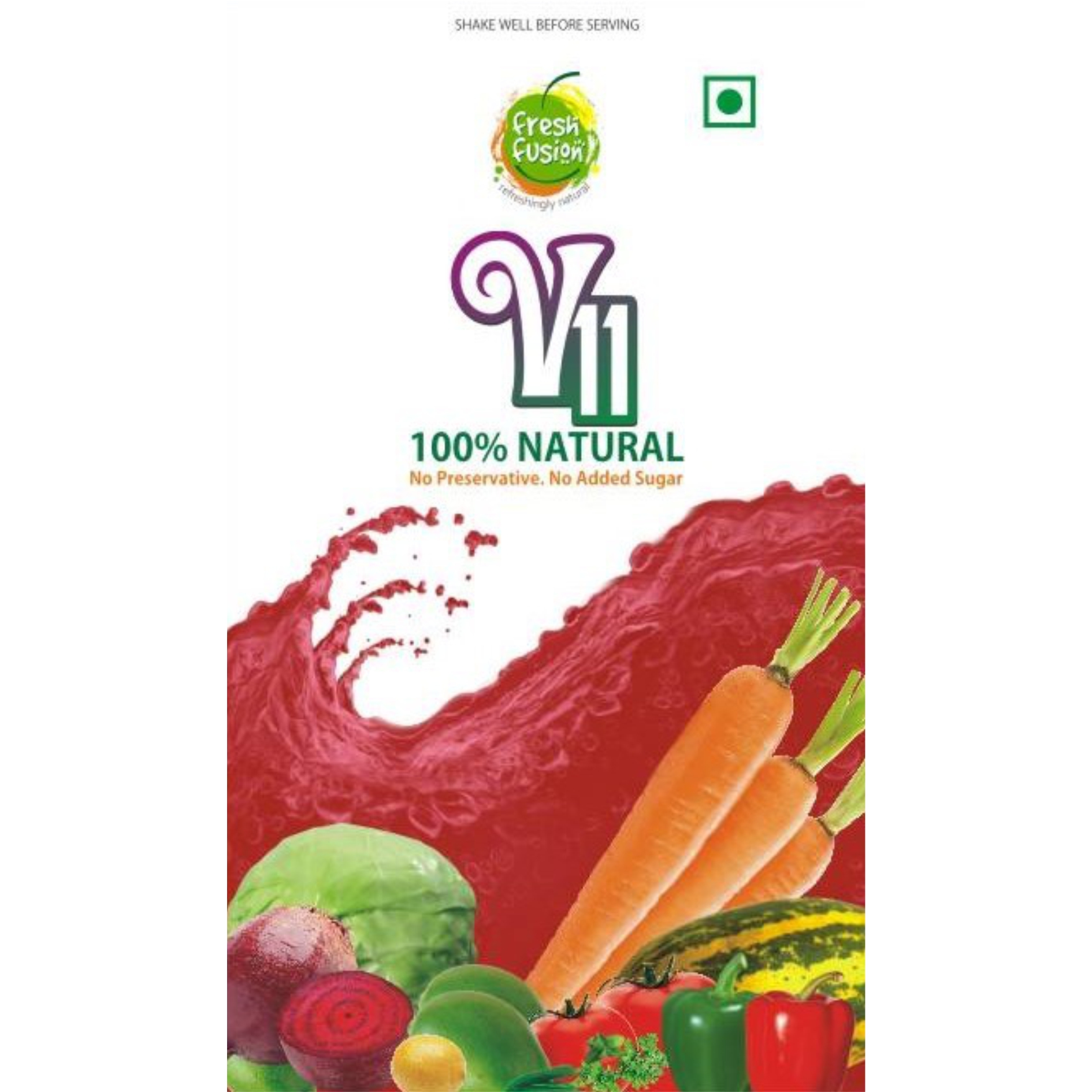 Freshfusion V11 100% Natural No Preservatives. No Added Sugar Device Of Juice Splash With Vegetables Device mark 3309413 Trademark
