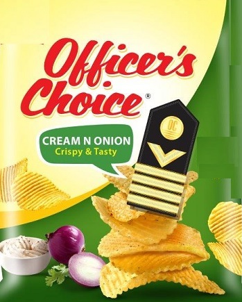 Officer's Choice Cream N Onion Crispy & Tasty (lable) Device mark 3434143 Trademark