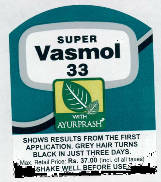 Super Vasmol 33 (label) Device mark 1540477 Trademark