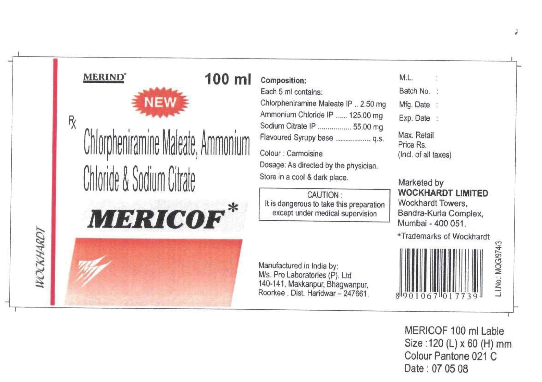 "mericof" (label) Device mark 1721162 Trademark