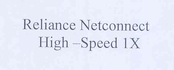 Reliance Netconnect High -speed 1 X (label) Device mark 1773494 Trademark