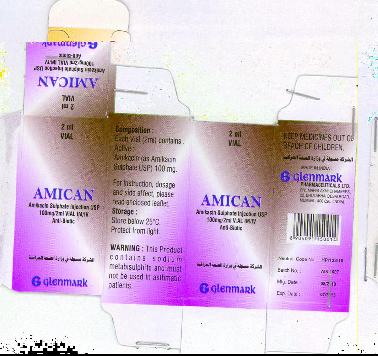 Amican Injection 2 Ml Vial Device mark 2077930 Trademark