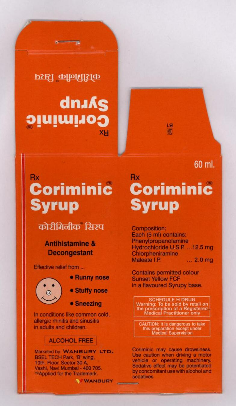 Coriminic Syrup (label) Device mark 1687016 Trademark