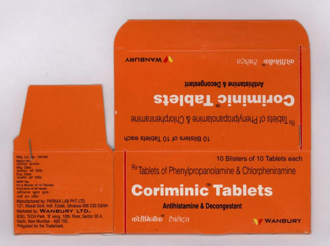 Coriminic Tablets (label) Device mark 1687017 Trademark