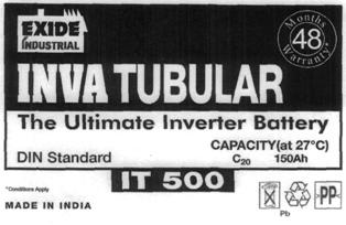 Exide Invatublar-it-500 (label) Device mark 2235598 Trademark