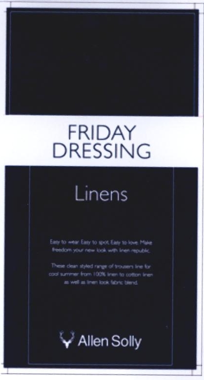 Friday Dressing Linens Allen Solly Device mark 2244979 Trademark