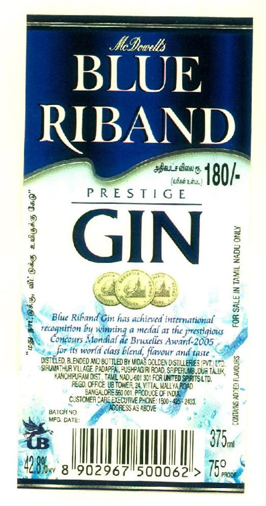 Mcdowell's Blue Riband Device mark 2775105 Trademark