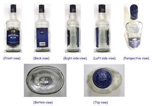 Imperial Blue Labeled Bottle (3d) Device mark 3263961 Trademark