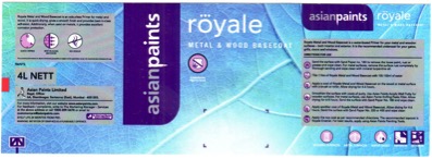 Asian Paints Royale Metal & Wood Basecoat Device mark 3286765 Trademark