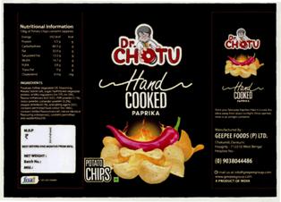 Dr. Chotu Hand Cooked Paprika (device) Device mark 3311260 Trademark