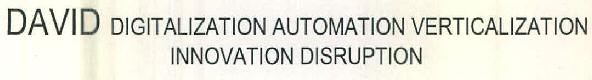 David Digitalization Automation Verticalization Innovation Disruption Device mark 3442665 Trademark