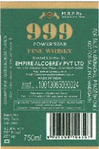 999 Power Star Fine Whisky Device mark 3477471 Trademark