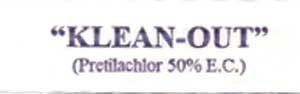 "klean-out" (pretilachlor 50% E.c.) Device mark 1278720 Trademark