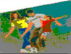 Three Hamans Playing With A Football[label] Device mark 1285768 Trademark