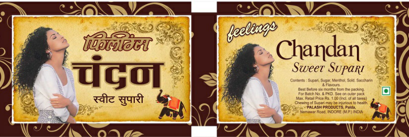 Feelings Chandan Sweet Supari (label) Device mark 3600789 Trademark