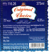 Original Choice Dry Gin Device mark 3634886 Trademark