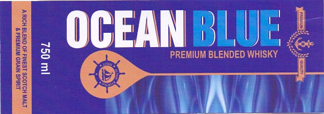 Ocean Blue (premium Blended Whisky) Device mark 3834432 Trademark