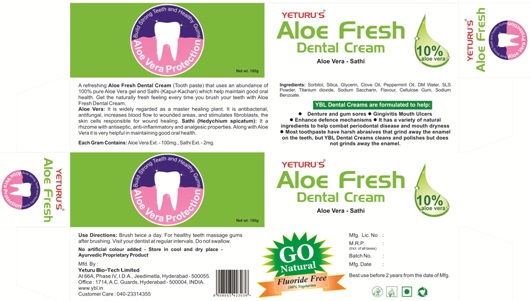 Yeturu's Aloe Fresh Dental Cream Device mark 3852930 Trademark