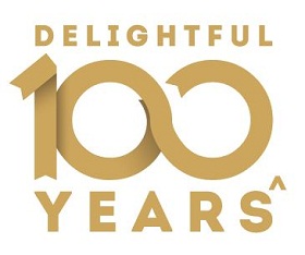 Delightful 100 Years Device (golden) Device mark 3854692 Trademark