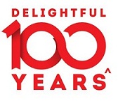 Delightful 100 Years Device (red) Device mark 3854698 Trademark