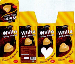 Allwin White Milky Hearts Device mark 3869279 Trademark